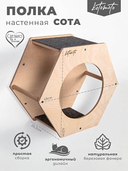 картинка Сота из фанеры для настенного игрового комплекса для кошек с большим круглым окошком (Сота из фанеры для настенного игрового комплекса для кошек с большим круглым окошком)