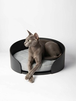 картинка Круглая напольная лежанка для кошек для мейн куна и собак мелких пород (черная)