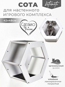 картинка Сота для настенного игрового комплекса для кошек с шестигранным окошком, белый (Сота для настенного игрового комплекса для кошек с шестигранным окошком, белый)