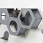 Сота для настенного игрового комплекса для кошек с большим круглым окошком, серый