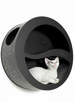 картинка Круглый домик для настенного комплекса для кошек для мейн куна, черный (Круглый домик для настенного комплекса для кошек для мейн куна, черный)