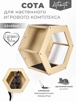 картинка Сота для настенного игрового комплекса для кошек с шестигранным окошком, бежевый (Сота для настенного игрового комплекса для кошек с шестигранным окошком, бежевый)