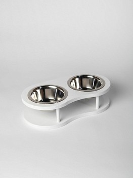 картинка Подставка "Волна" с 2 мисками (белый)