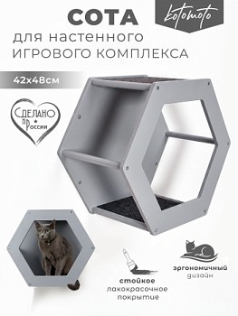 картинка Сота для настенного игрового комплекса для кошек с шестигранным окошком, серый (Сота для настенного игрового комплекса для кошек с шестигранным окошком, серый)