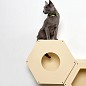 Сота для настенного игрового комплекса для кошек с маленьким круглым окошком, бежевый